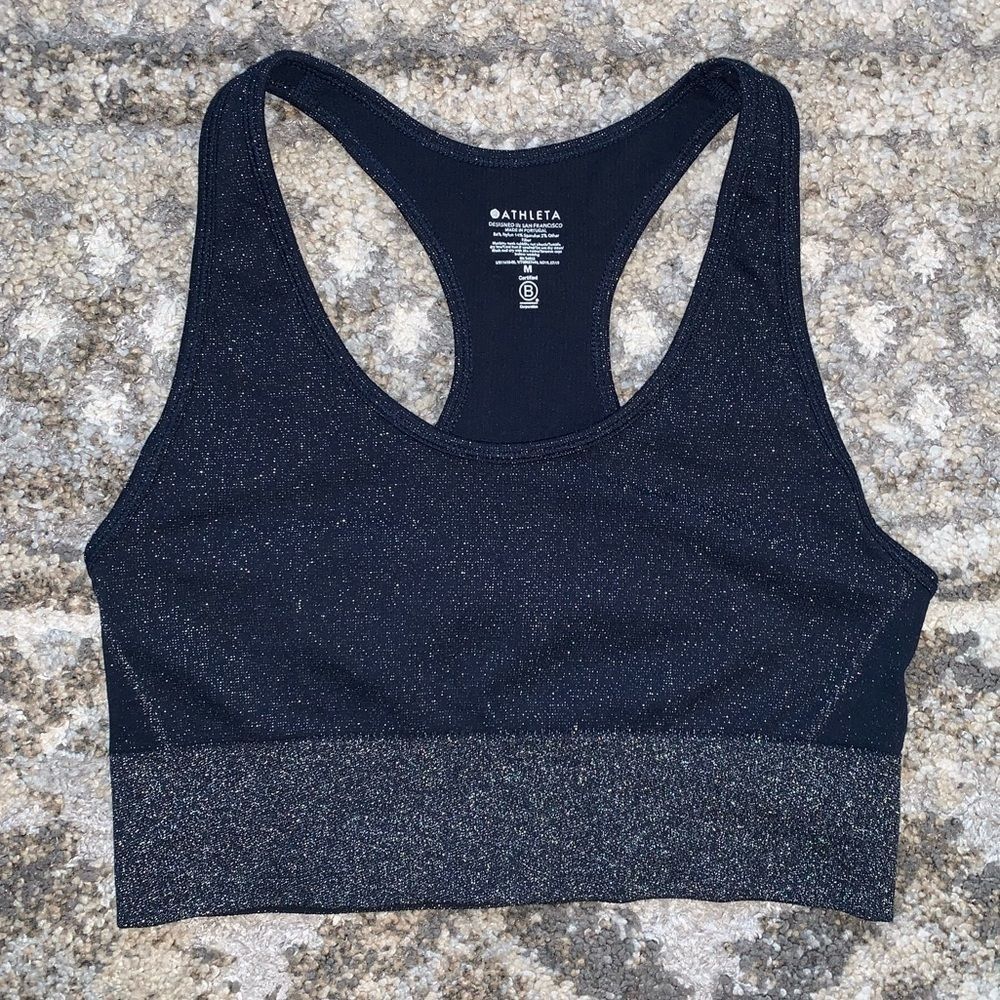 Athleta Navy Shimmer Twilight 2.0 Seamless Sports Bra Medium